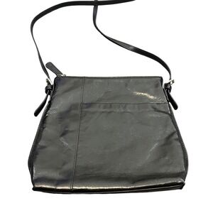 HOBO The Original Crossbody Bag Womens OS Black Leather Slim Zip Messenger Purse